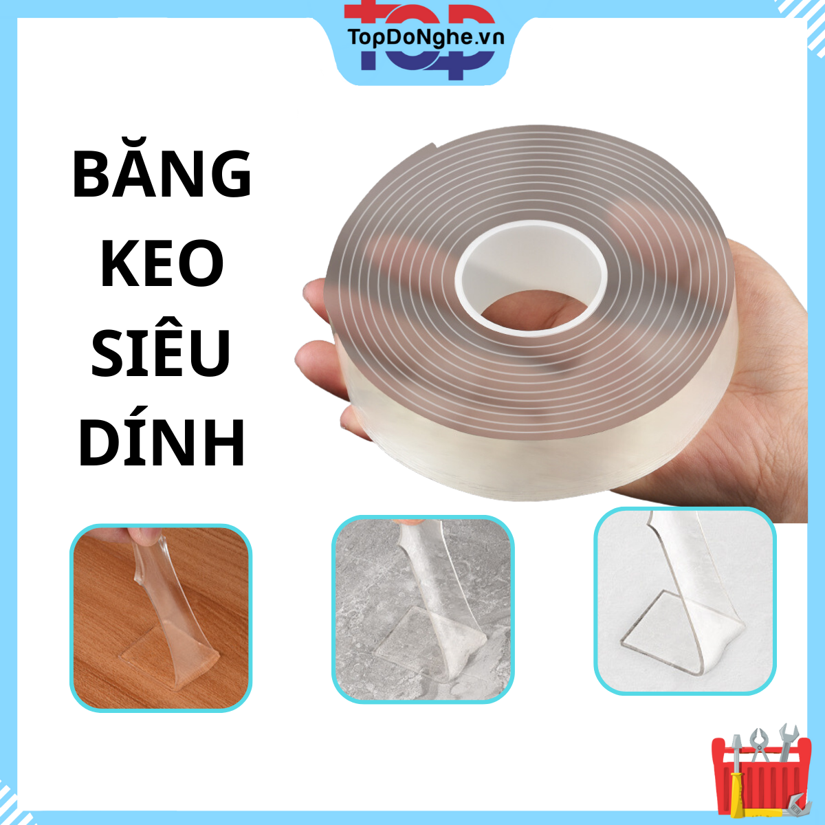 Băng dính 2 mặt siêu dính Nano trong suốt cuộn 3cm*5m dính mọi bề mặt