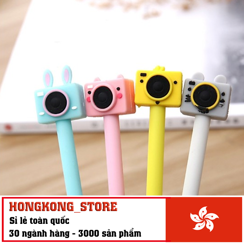 Bút bi viết hình máy ảnh siêu dễ thương - bút bi nước văn phòng mực đen