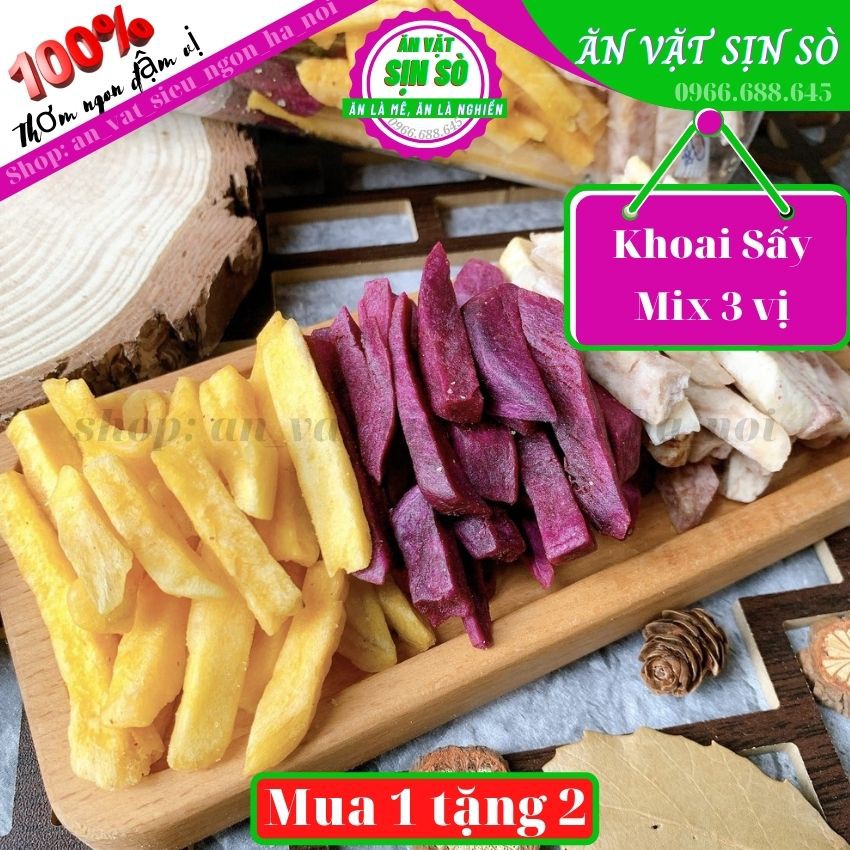 300gr Khoai Sấy Mix 3 vị, Khoai Cọng Mix 3 vị Giòn Ngon Tiệm đồ Ăn Vặt SỊN SÒ Thơm Ngon Đậm Vị
