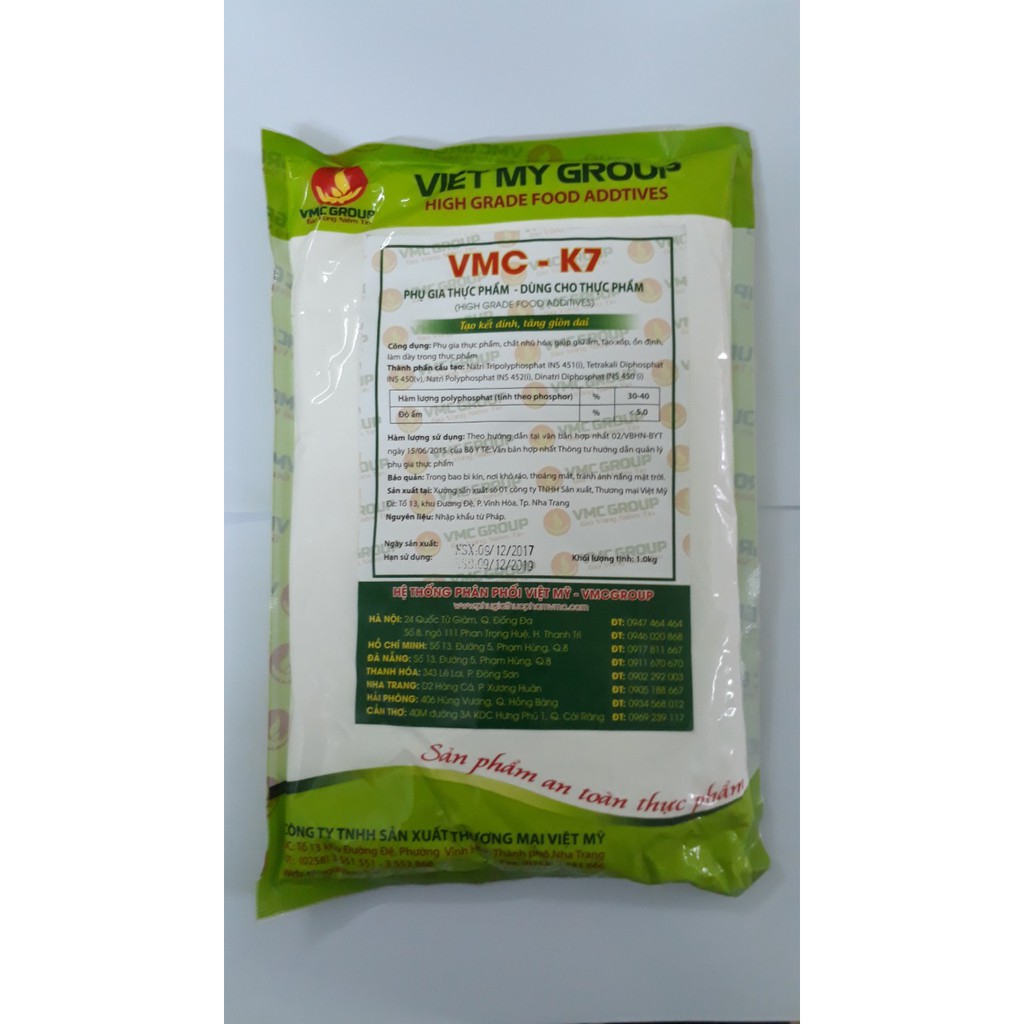 1KG - VMC K7 PHỤ GIA TẠO GIÒN DAI KẾT DÍNH CHO GIÒ, CHẢ, CHẢ CÁ, NEM CHUA, XÚC XÍCH