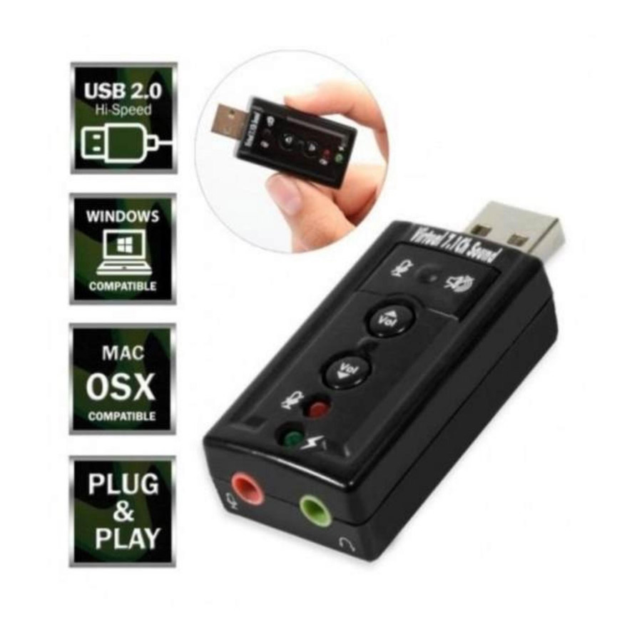 Usb sound card ra âm thanh 7.1 - 1 Mic và 1 cổng loa 3.5mm