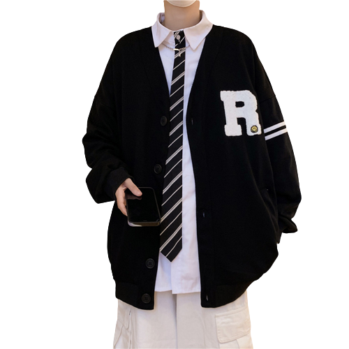 Áo khoác cardigan nam, nữ chất thun nỉ mềm mịn họa tiết thêu chữ R form dưới 70kg kiểu dáng thời trang cá tính phù hợp mặc đi chơi