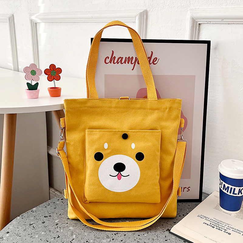 Túi tote túi đeo chéo vải canvas thời trang cho học sinh sinh viên đi học đi chơi hình Cún