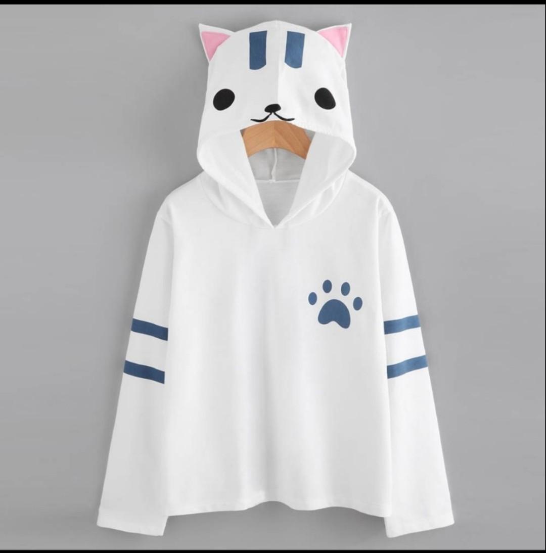 Áo hoodie thun nỉ in Hình mèo (mũ Tai mèo) Siêu Xinh TP606