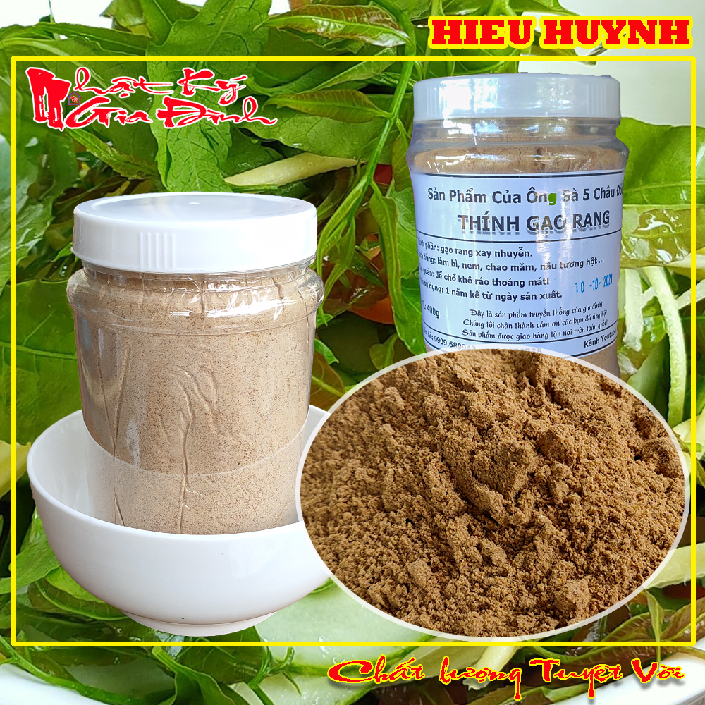 400gr thính gạo rang sẵn làm nhà thơm ngon dùng làm mắm hiệu ông bà 5 châu đốc