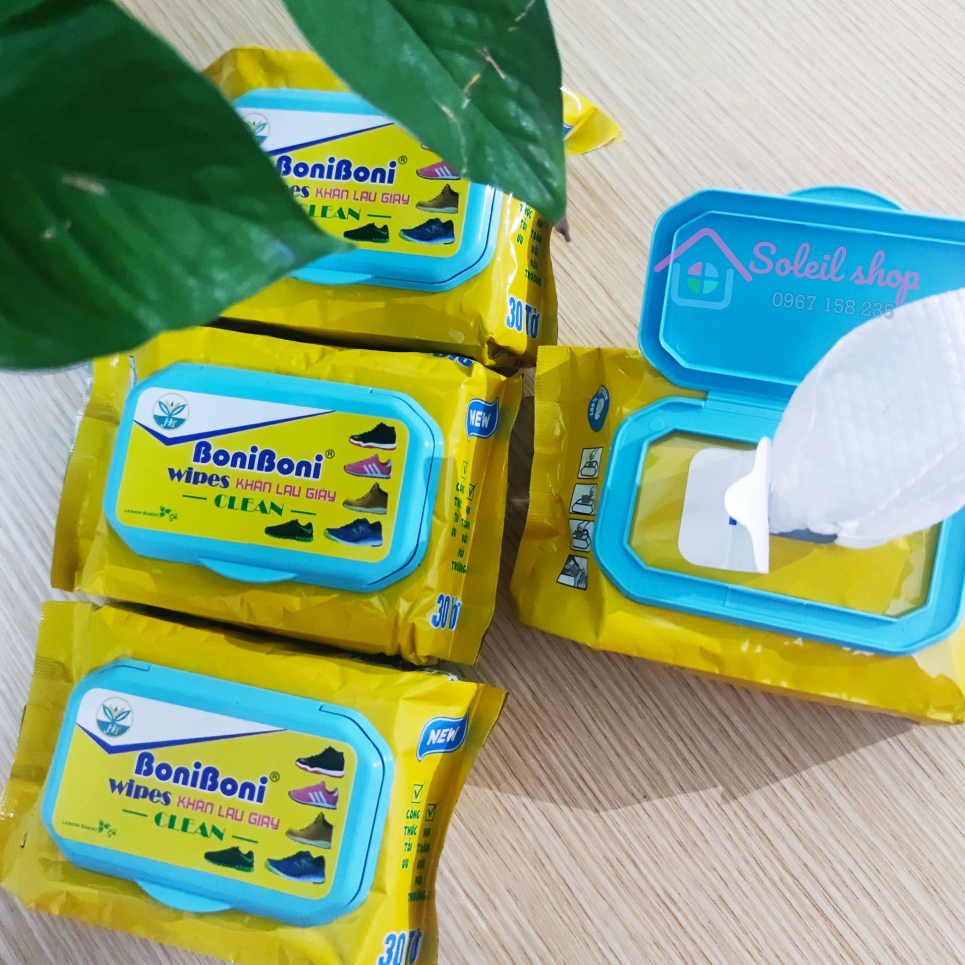 Khăn lau giầy siêu sạch, giấy ướt lau giầy, giấy lau túi xách BoniBoni, tiện lợi, nhanh khô, mùi hương dễ chịu - Soleil Shop