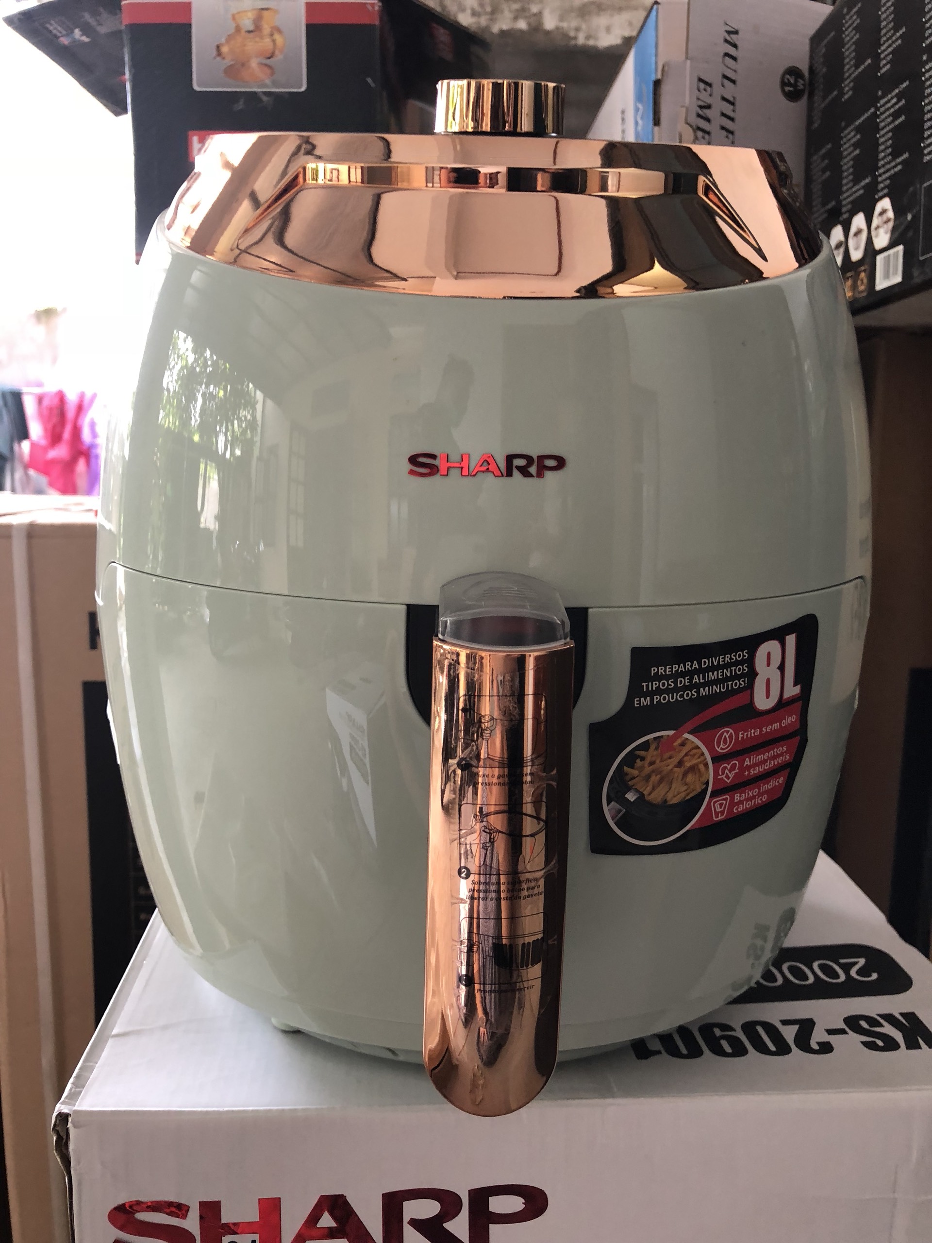 Nồi chiên không dầu sharp 8 lít công suất 2000w màu xanh ngọc