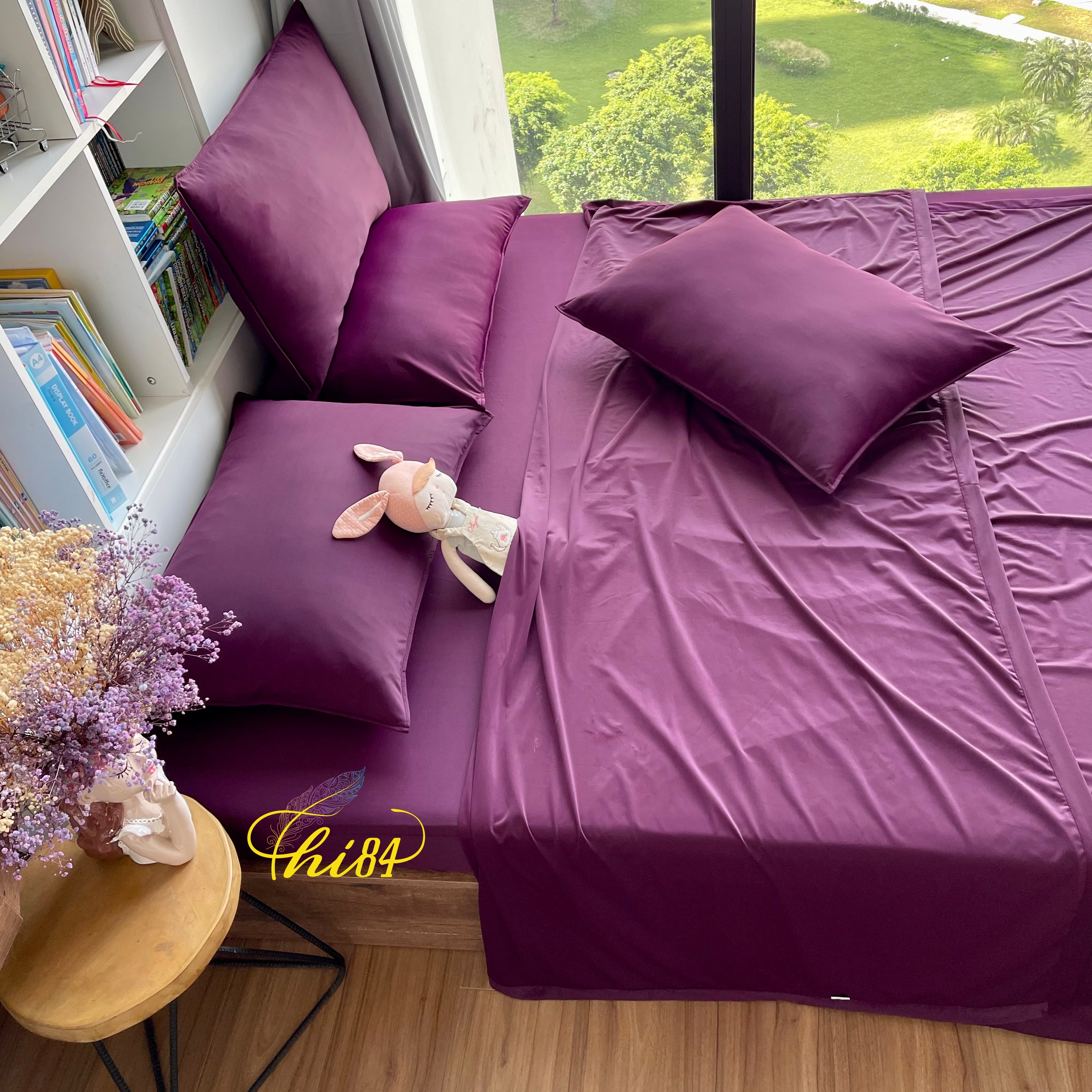 Bộ ga gối thun lạnh sắc rượu vang đỏ 2212drl004
