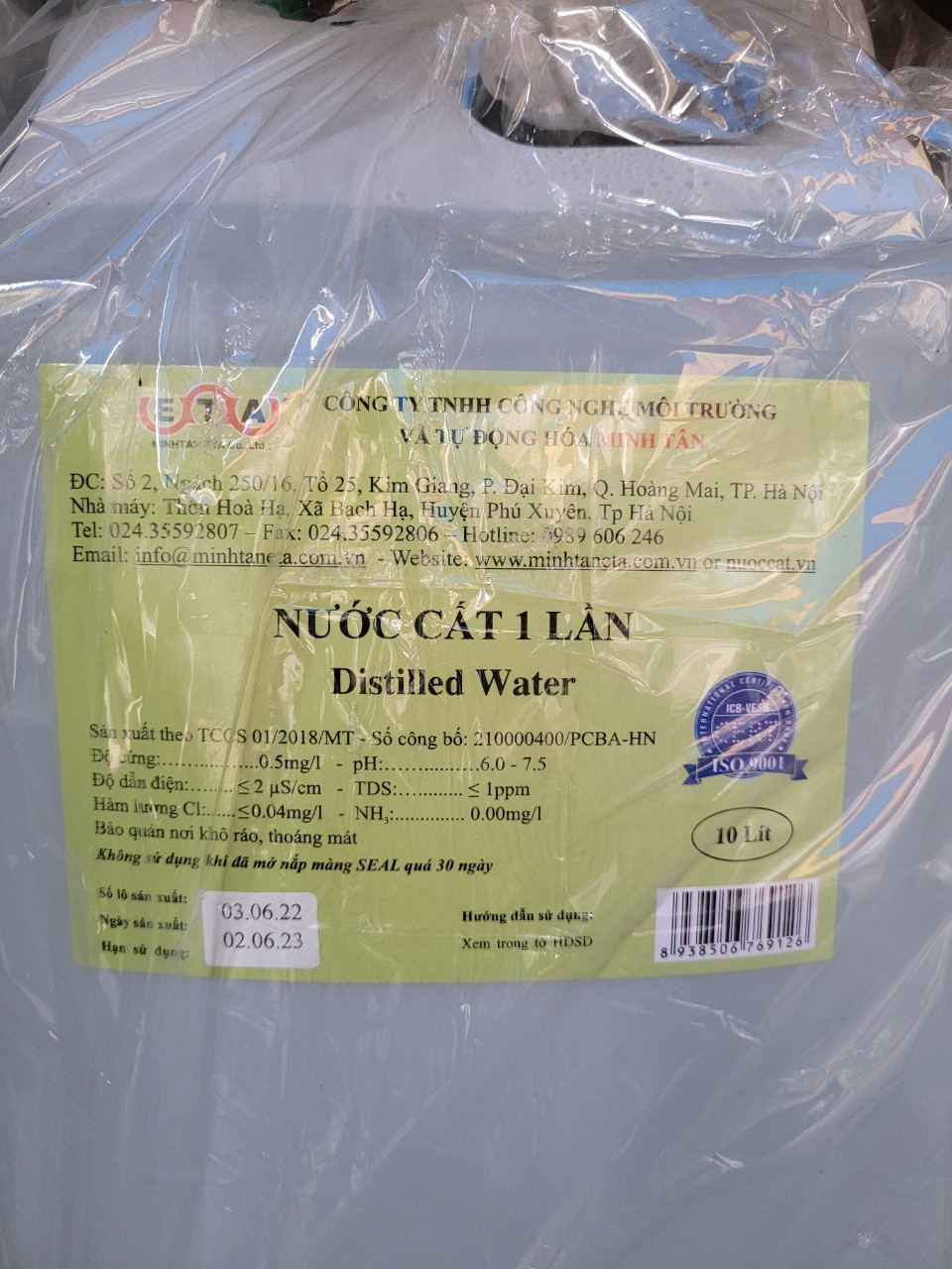 NƯỚC CẤT 1 LẦN CAN 10L