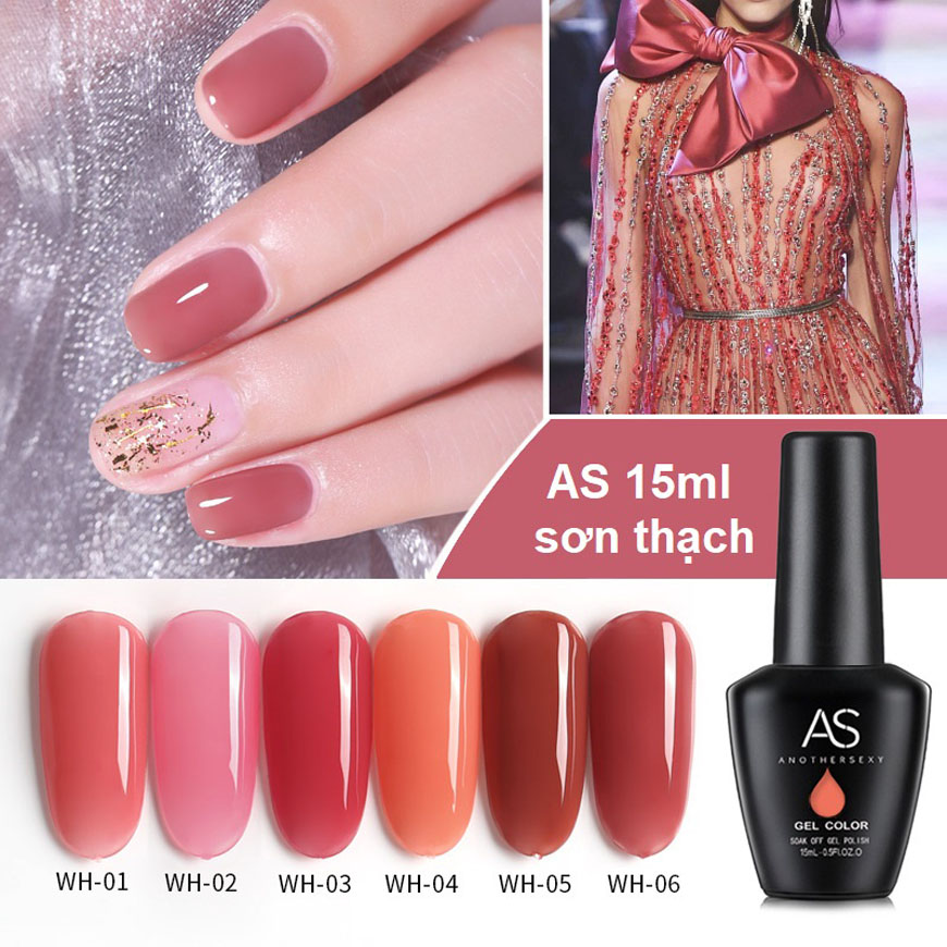 Sơn móng tay, sơn móng gel giá rẻ, sơn gel đẹp, sơn gel kim tuyến, bảng màu sơn gel as - Mua Ngay Sơn Gel AS mã WH Smoky Tone Màu Hồng Thạch chai 15ml Hàng Chính Hãng