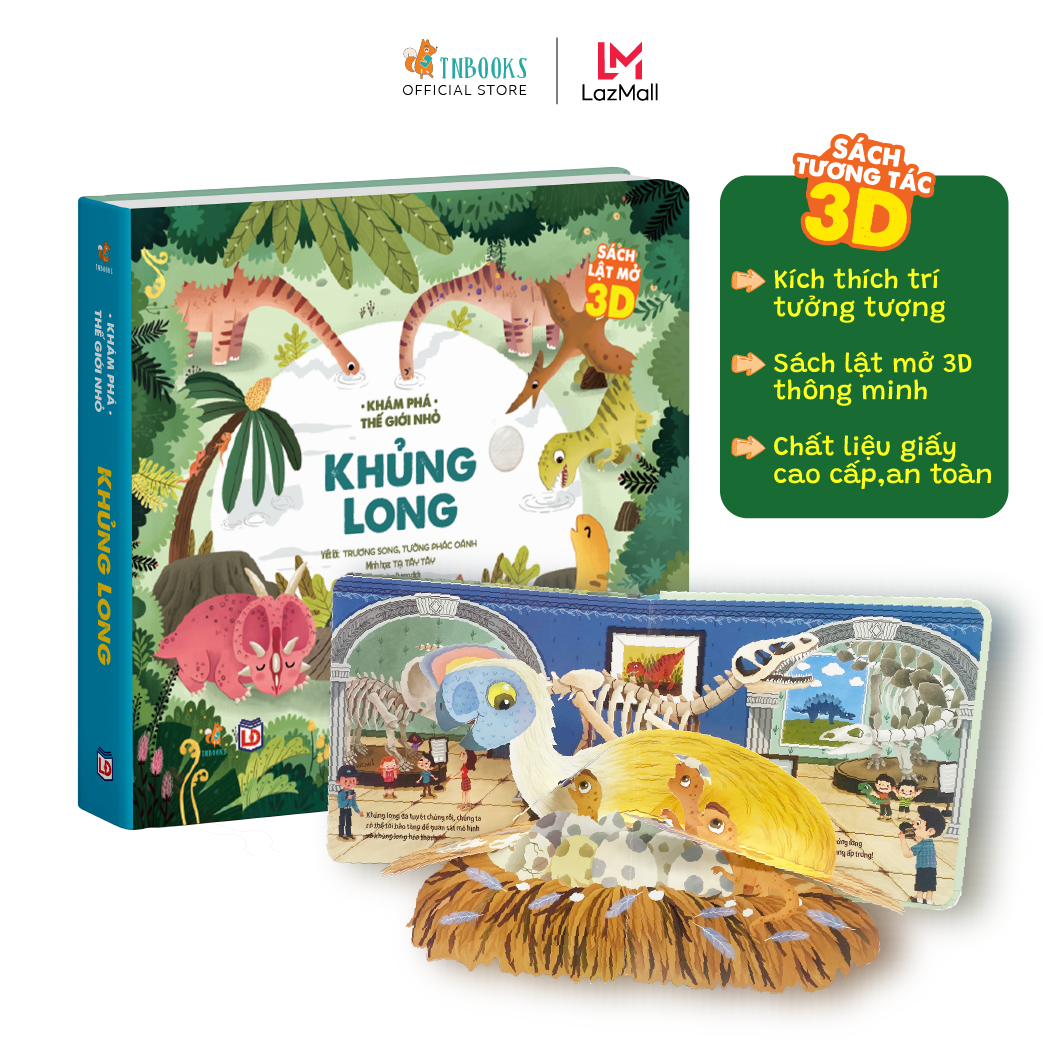 Sách Tương Tác 3D Sách Lật Mở Cho Bé - Khám Phá Thế Giới Nhỏ - Khủng Long