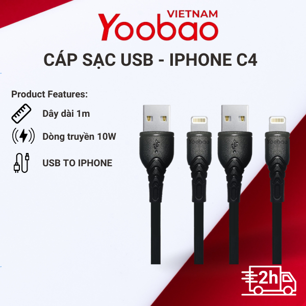 Dây cáp sạc cho điện thoại iPhone iPad/ Samsung/ LG/Vivo/Oppo/VSmart... đầu Lightning/TypeC/ Micro Yoobao dài 1m - Hàng Chính Hãng - Bảo Hành 12 tháng c4