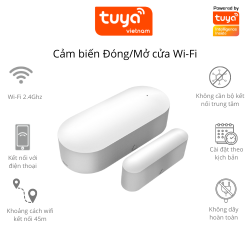 Cảm biến đóng mở cửa thông minh tuya, wifi - zigbee, không dây độ nhạy cao tạo nhiều ngữ cảnh