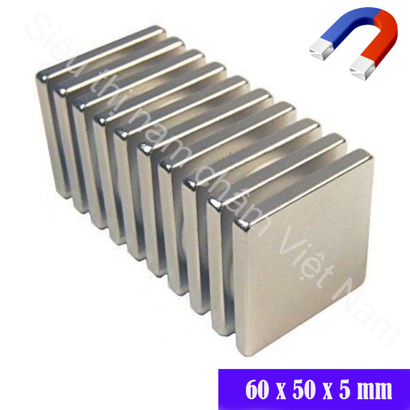 Nam châm vĩnh cửu lực hút siêu mạnh kích thước 60x50x5mm, nam châm hình chữ nhật màu trắng