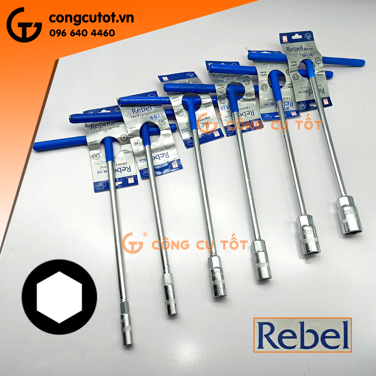 Tuýp chữ T cán bọc nhựa xanh Rebel size tự chọn