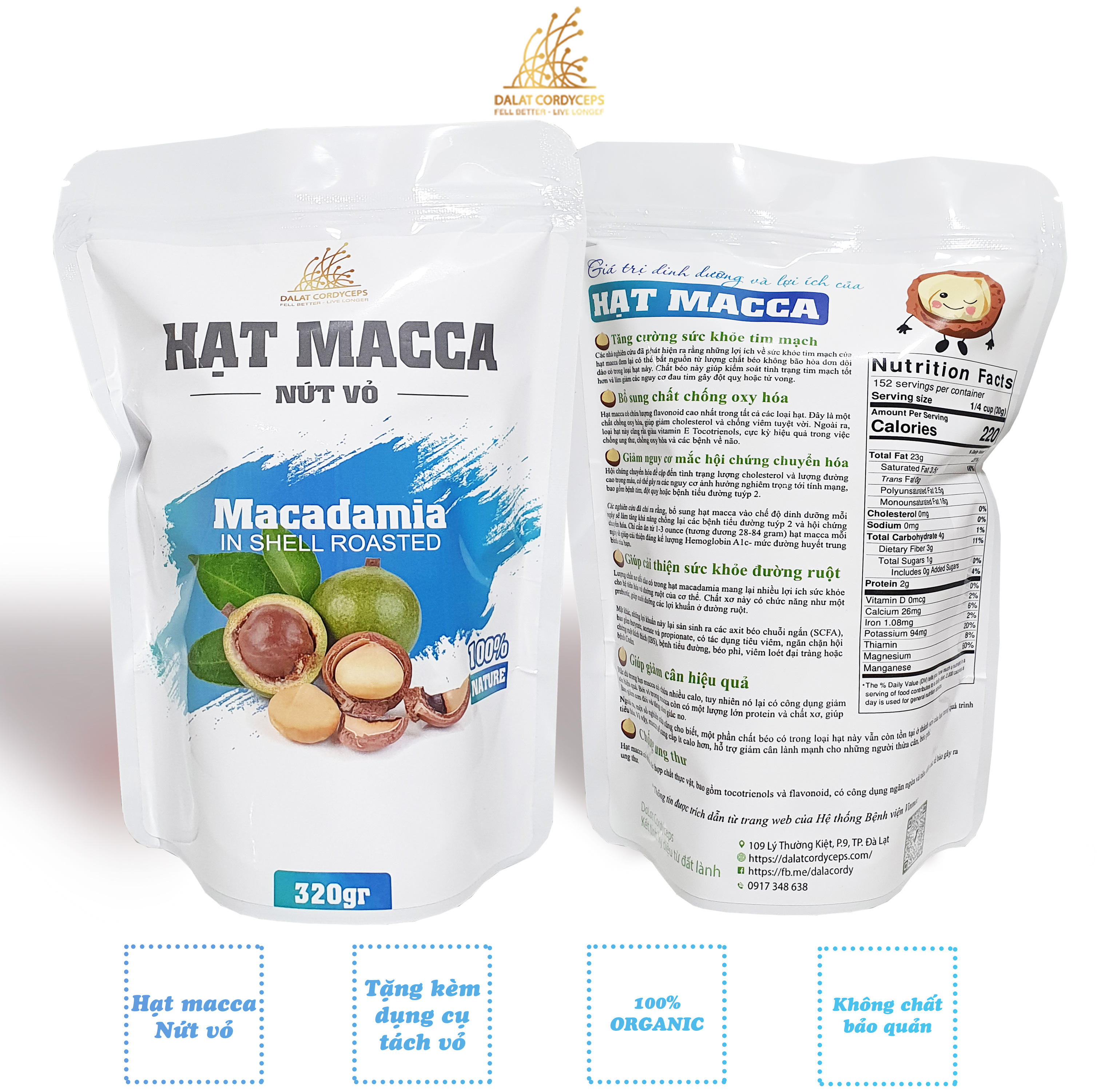 Hạt macca nứt vỏ - Dalat Cordyceps - loại 1