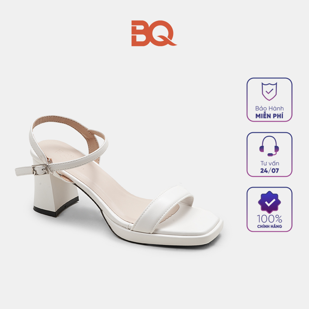 Giày sandal nữ cao gót quai ngang đế vuông 9 phân BQ Gi H219
