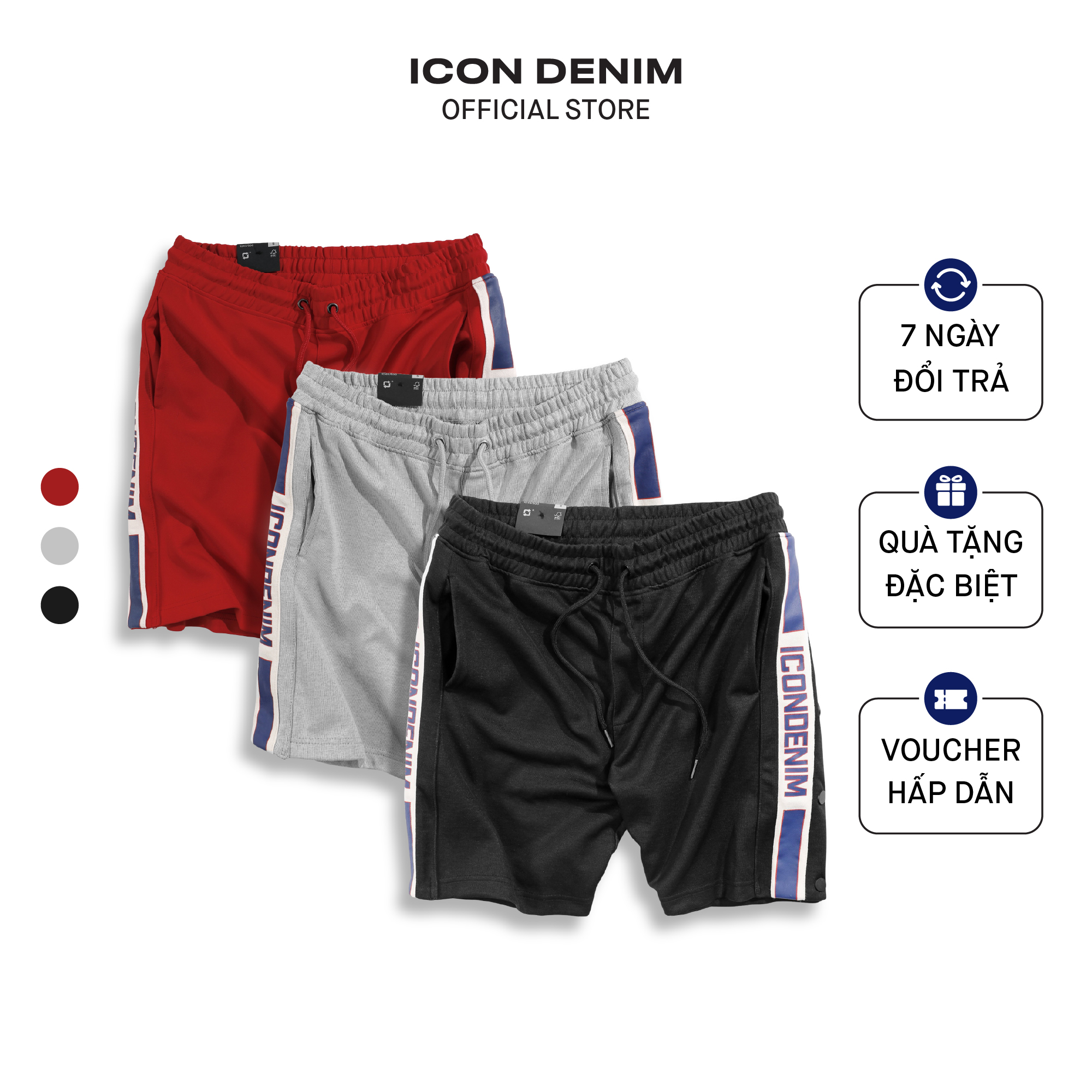 Quần short nam icon denim essentials vải nỉ qsid0066