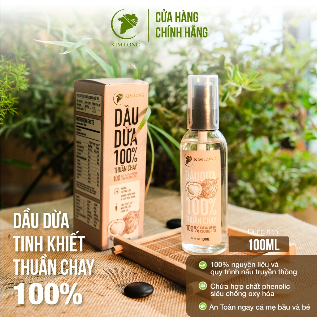 100ML Dầu Dừa nguyên chất 100% - Thuần chay - Dầu dừa dưỡng da, dưỡng tóc, dưỡng môi, ngừa rạn da - An toàn cho mẹ bầu và em bé