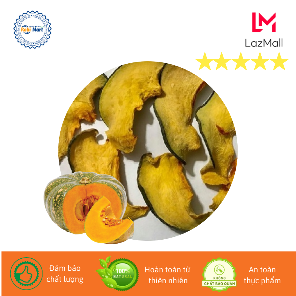 Bí đỏ thái lát sấy lạnh Robi Mart gói 100g - Lát đẹp hàng chính hãng