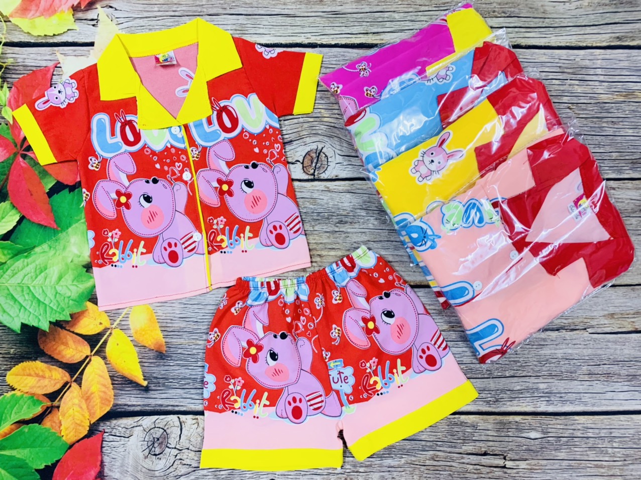 Đồ bộ lụa pijama tay ngắn bé