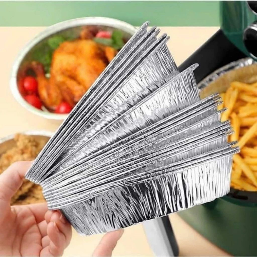 Set 10 giấy bạc lót nồi chiên không dầu / đĩa giấy bạc nướng đường kính 22cm
