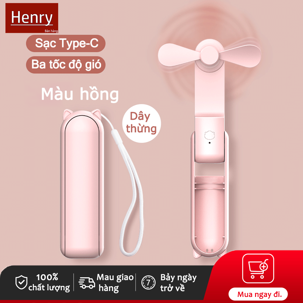 Henry quạt mini. quạt cầm tay. quạt sạc usb. quạt gấp. pin 2000mah