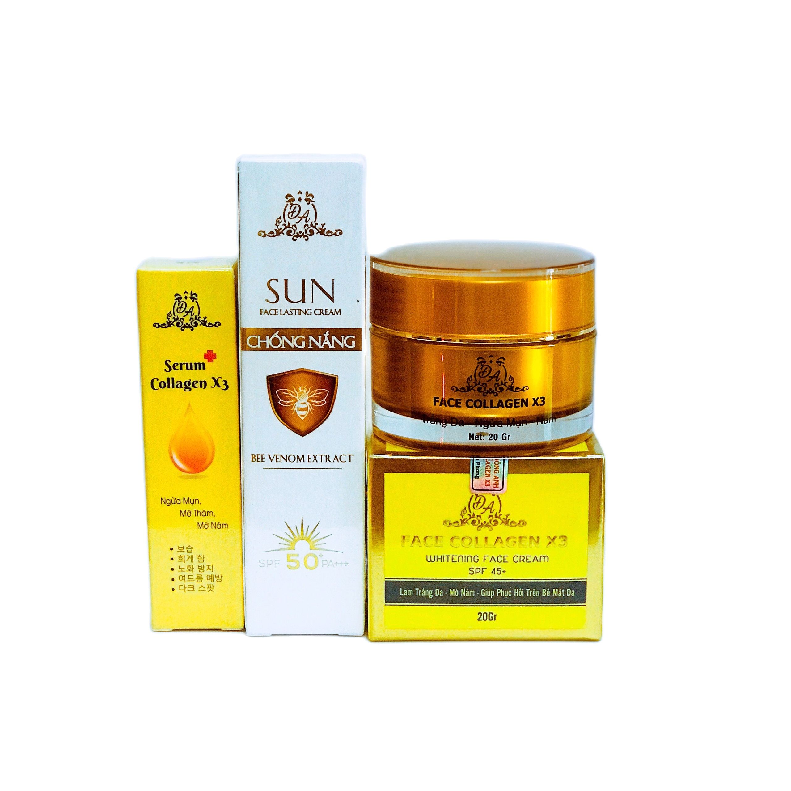 Combo kem face x3 + serum nám x3+ kem chống nắng collagen x3 đông anh