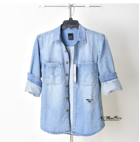 Áo sơ mi nam Denim wash xanh nhạt