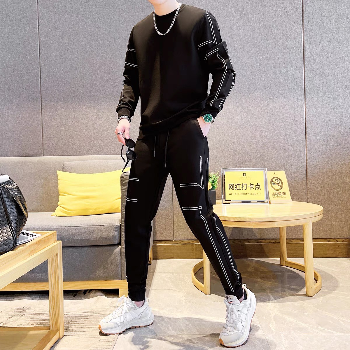 Bộ đông nam BND08 bộ dài tay nam thu đông hottrend
