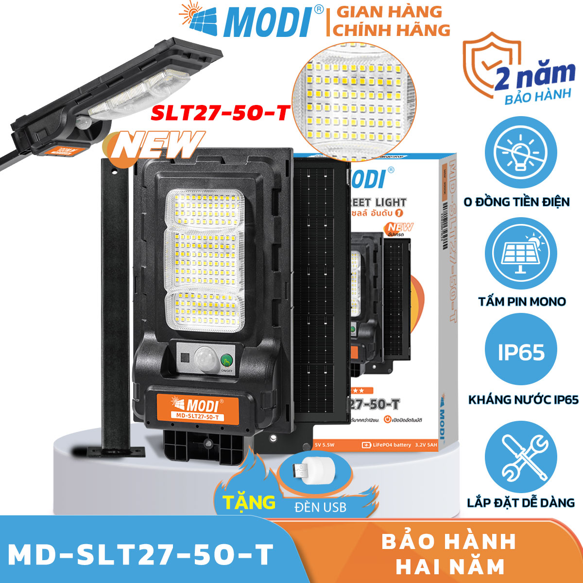 Đèn led năng lượng mặt trời modi solar slt27-30w, đèn đường năng lượng mặt trời chip led độ sáng cao, chống nước ip65