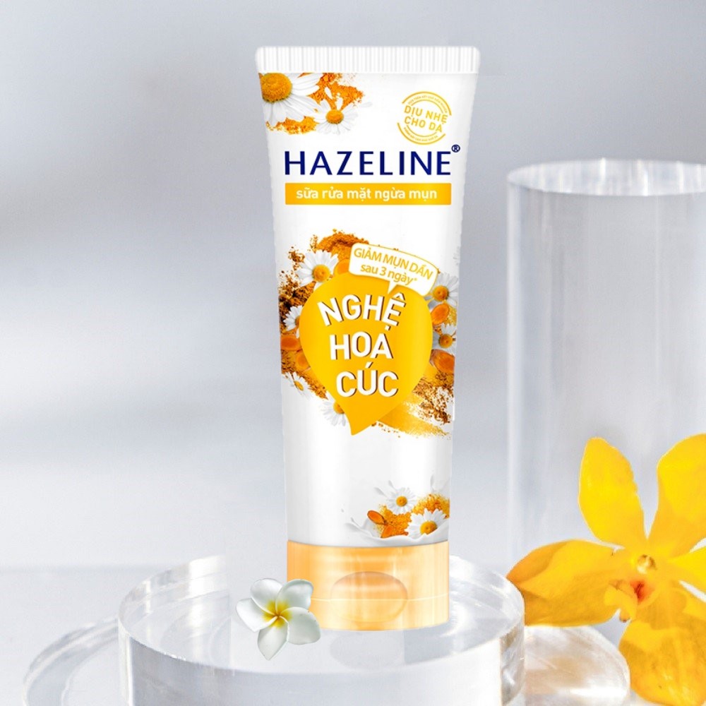 Sữa rửa mặt ngừa mụn hazeline 100g với matcha tràm trà hoa cúc giảm mụn, dưỡng ẩm sáng mịn từ yến mạch dâu tằm hazeline facial wash.