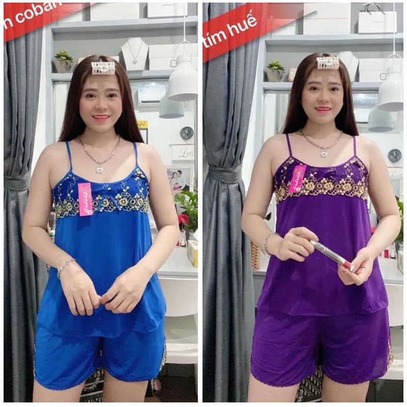 Bộ mặc nhà nữ 2 dây đồ bộ nữ thun lạnh co giãn mặc nhà 40-65kg