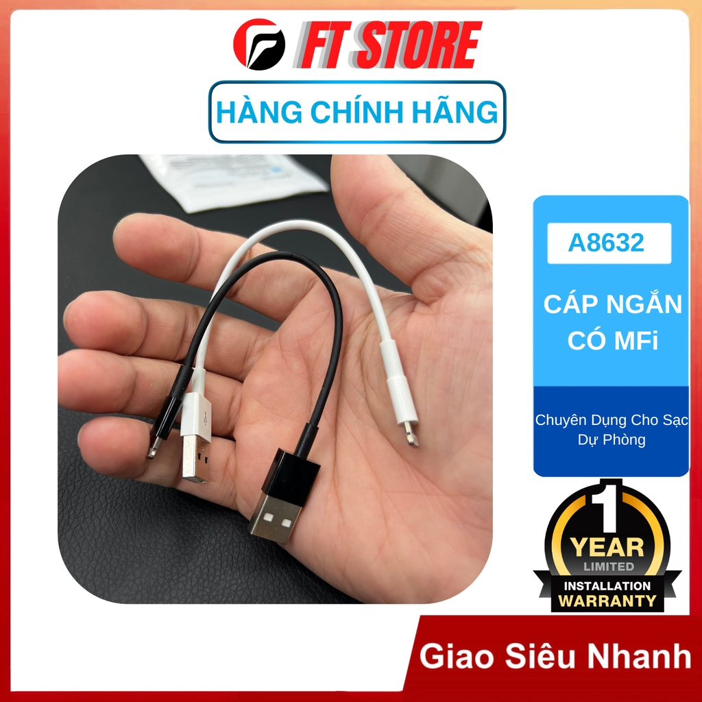 Cáp sạc ngắn chuyên dụng cho sạc dự phòng có hỗ trợ mfi 18cm, 20cm ihope - ft store