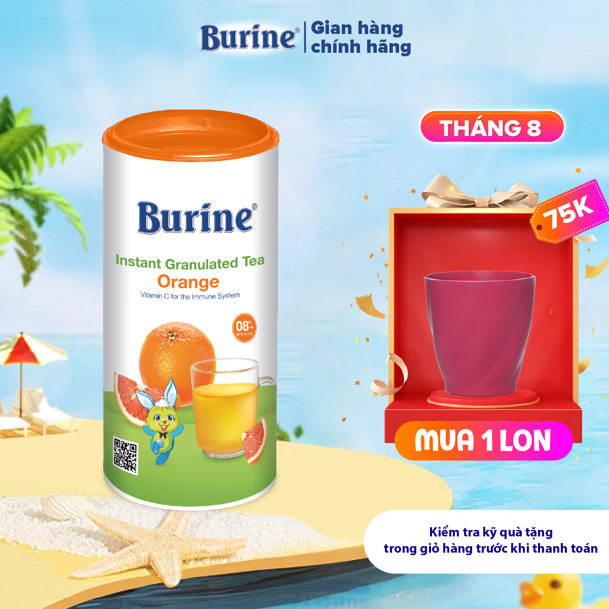 [DATE MỚI] Trà cốm hoa quả Burine dinh dưỡng dành cho bé - Vị Cam Nam Mỹ giúp hỗ trợ giảm viêm nhiễm, tăng cường đề kháng (Dành cho trẻ từ 8 tháng tuổi)