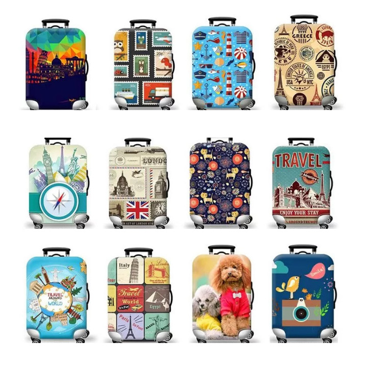 Áo bọc vali - túi trùm vải thun 3d co giãn 4 chiều - nhựa PVC chống nước 5 size H1991