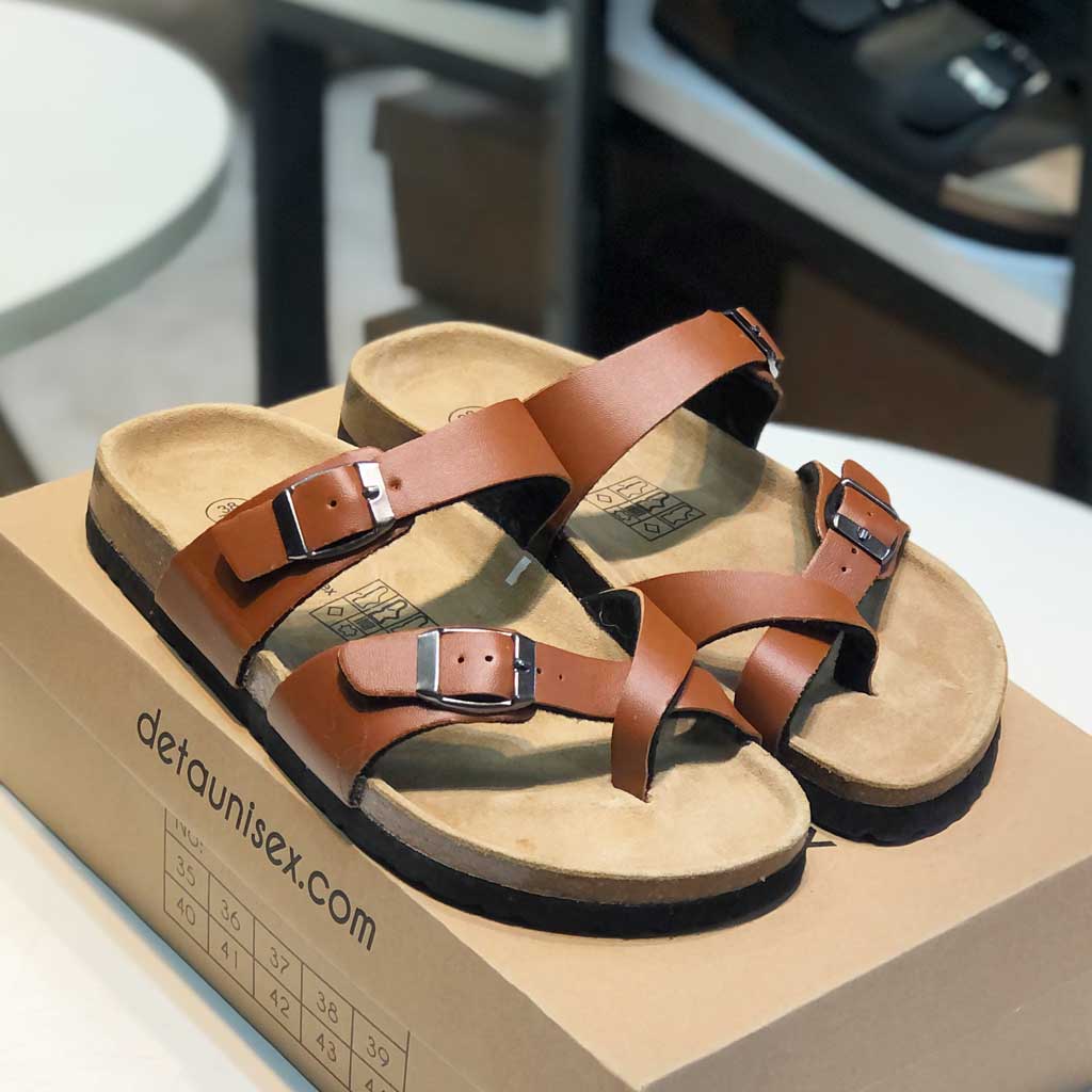 Dép đế trấu xỏ ngón nam nữ unisex da cao cấp