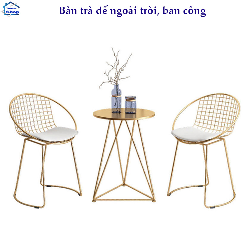 Bộ bàn ghế ngoài trời bằng kim loại cao cấp trang trí nội thất nhà đẹp - Bàn ghế cafe để ban công phòng ngủ, để sân vườn