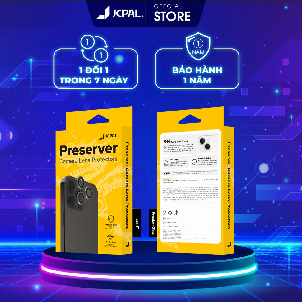 Lens dán cường lực bảo vệ camera jcpal preserver ip 15| ip 15 pro| ip 15 plus| ip 15 pro max