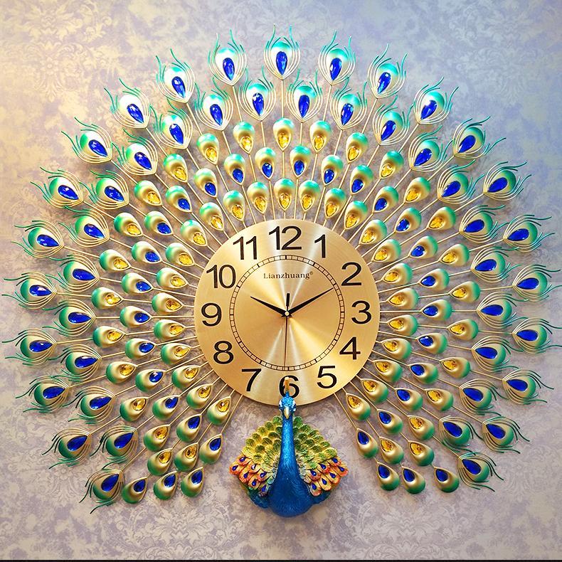 (952) (609) (198) Đồng hồ chim công 3D trang trí, Đồng Hồ Treo Tường, đồng hồ chim khổng tước Dùng làm quà tặng tân gia, trang trí khách sạn, phòng khách rất đẹp và sang trọng -chim công Đôi cho phòng rộng đẹp và sang trọng