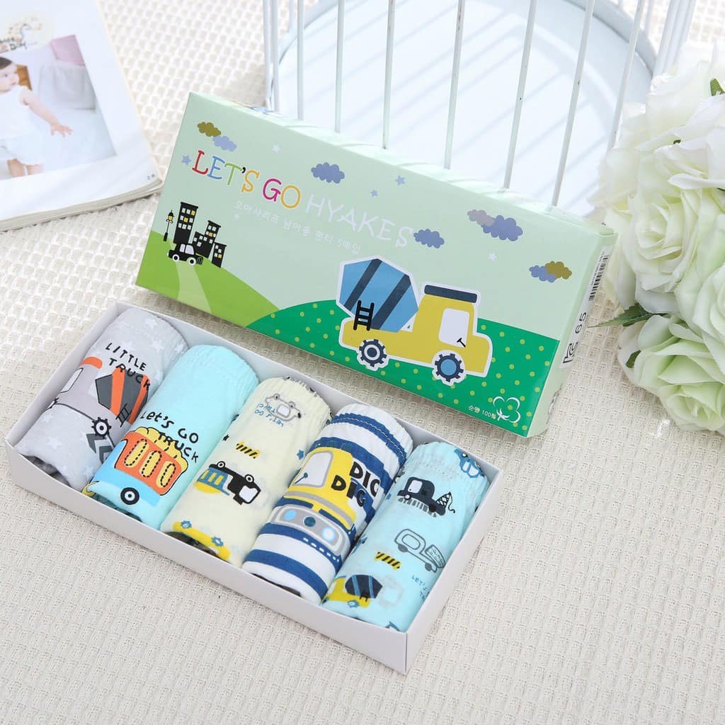 - 5 chiếc quần lót bé trai cao cấp mẫu Xe Công Trường Lets Go