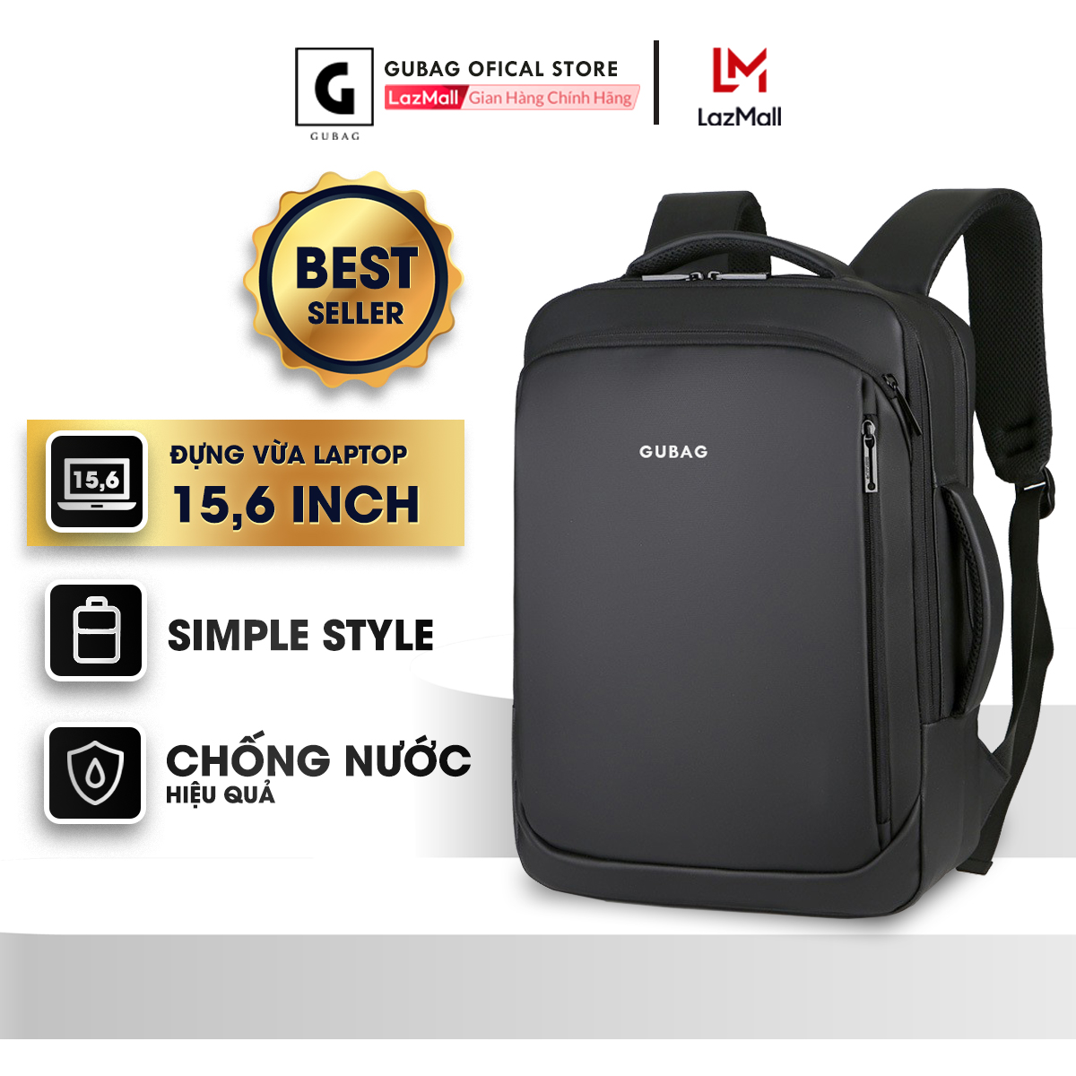 Balo nam công sở Gu Bag, đựng laptop phục vụ đi làm dành cho nam nữ chính hãng Gubag, dòng balo doanh nhân, đẹp xịn, cao cấp