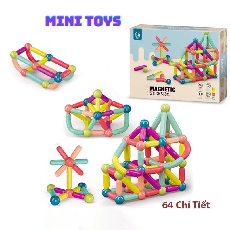 Bộ Đồ Chơi Xếp Hình Nam Châm, Xếp Hình Lego Thông Minh Cho Bé, Đồ Chơi Trẻ Em Phát Triển Trí Tuệ ( 64 Chi Tiết )