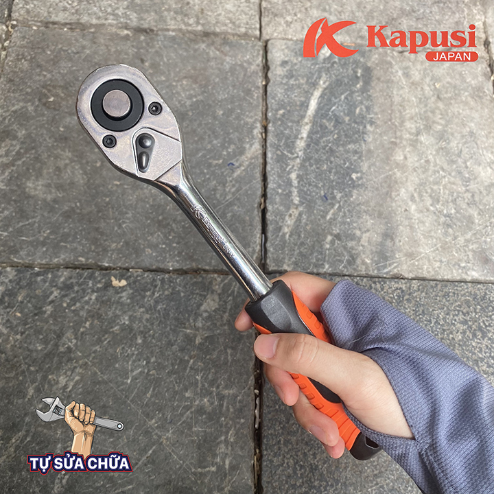 Cần siết tự động 1/2 Kapusi đảo chiều dài 250mm tay bọc cán nhựa
