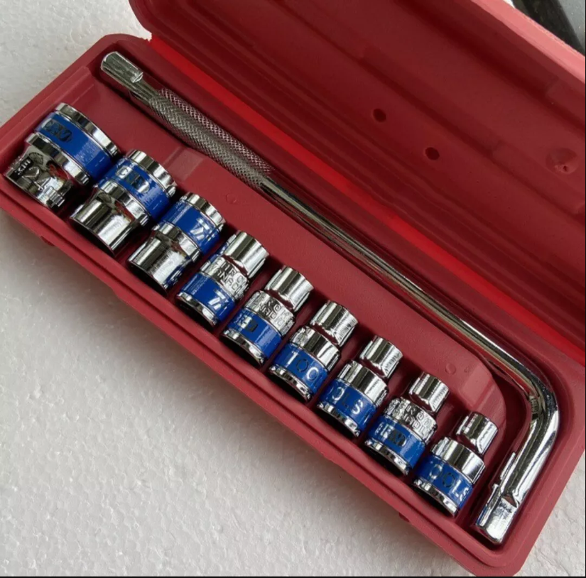 Bộ tuýp 10 món 1/2" cần L hộp nhựa sửa chửa ô tô xe máy