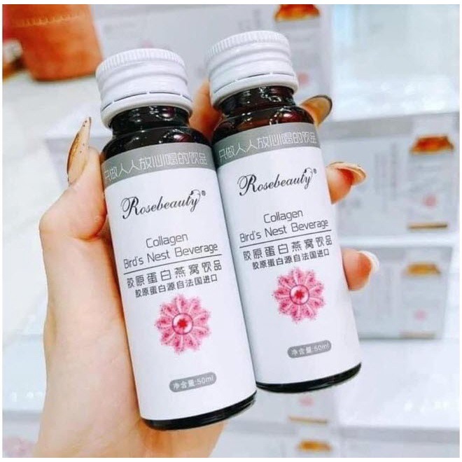 Nước uống collagen yến rose beauty chính hãng trẻ hóa da, giúp da căng mịn sáng bóng, tươi trẻ, mịn màng