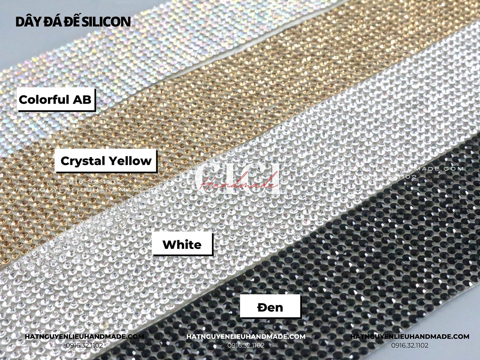 Dây đá đế silicone (bóc-dán) Cici Handmade chuyên hạt đá hạt pha lê hạt cườm hạt trang sức tự làm DIY