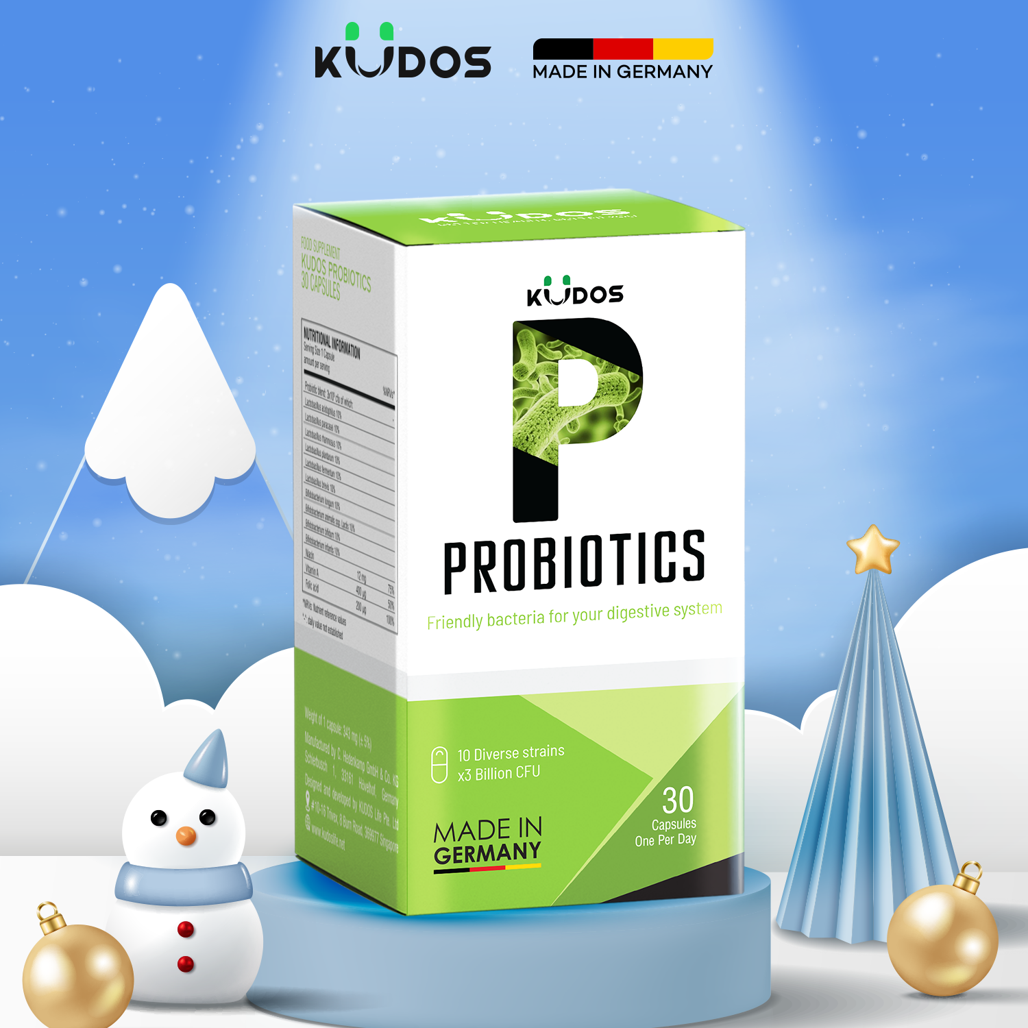 Viên Uống KUDOS PROBIOTICS bổ sung lợi khuẩn đường ruột, tốt cho tiêu hóa (30 viên/hộp)