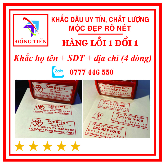 Khắc dấu tên 4 dòng theo yêu cầu