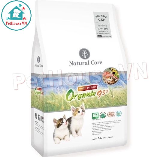 Natural core organic 95% - bao 1kg thức ăn hạt đa đạm cho mèo vị gà, cá hồi, vịt & hồng sâm hàng chính hãng